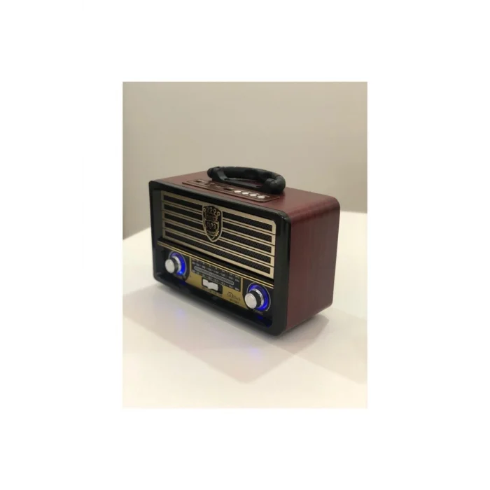 BUĞZ Bluetooth özellikli kahverengi nostaljik radyo USB AUX girişli uzaktan kumandalı hoparlör