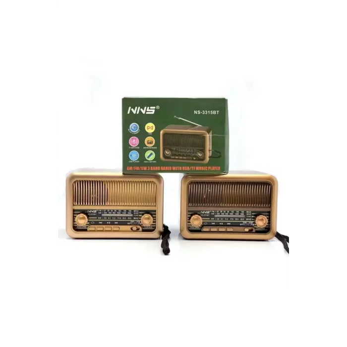BUĞZ Bluetooth özellikli kahverengi taşınabilir nostaljik radyo MP3 çalar 2 yıl garantili