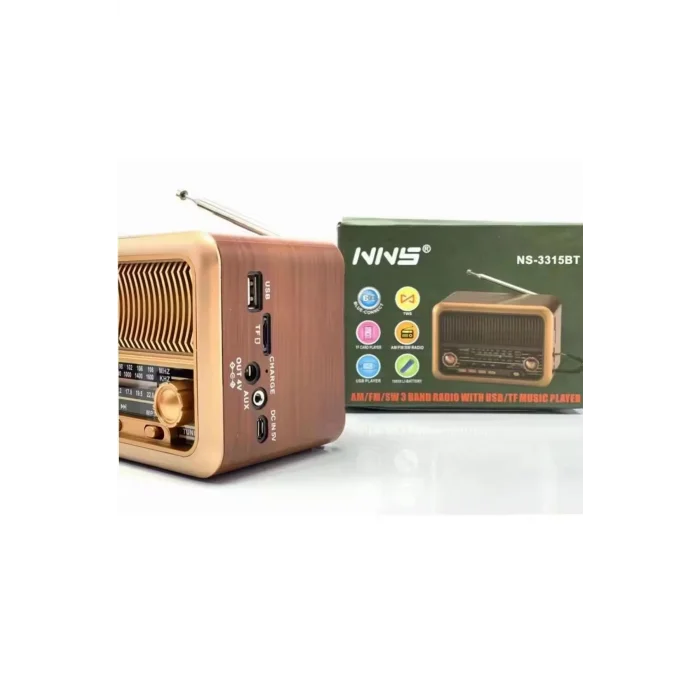 BUĞZ Bluetooth özellikli kahverengi taşınabilir nostaljik radyo MP3 çalar 2 yıl garantili