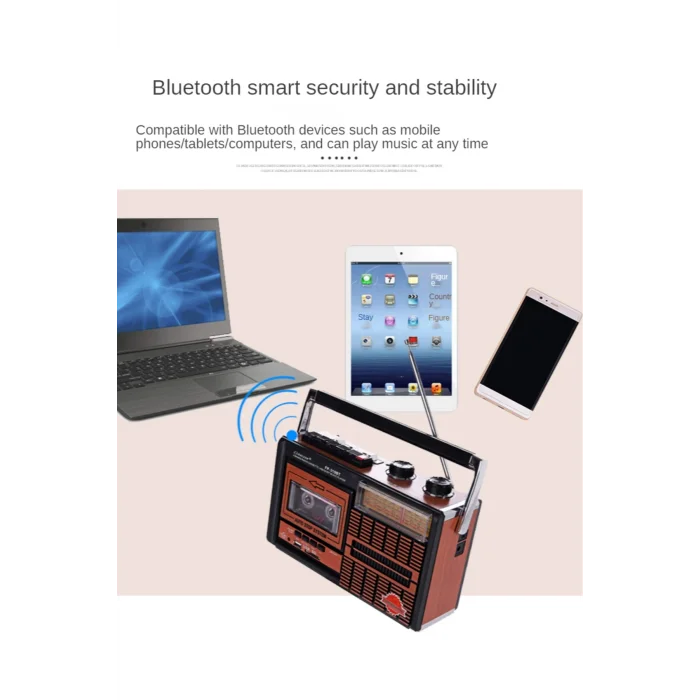 BUĞZ Bluetooth özellikli nostaljik radyo USB kart FM radyo kaset çalar bordo 2 yıl garantili