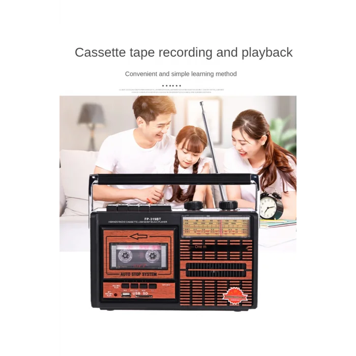BUĞZ Bluetooth özellikli nostaljik radyo USB kart FM radyo kaset çalar bordo 2 yıl garantili