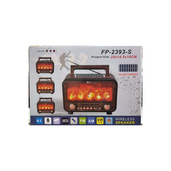 BUĞZ Bluetooth özellikli, USB girişli, şömineli, güneş panelli, çok renkli nostaljik radyo