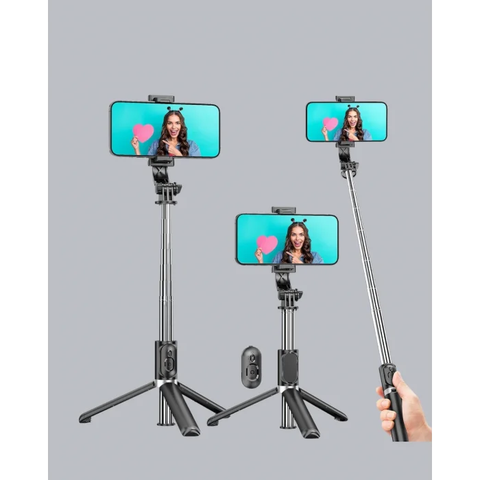 BUĞZ Bluetooth Selfie Çubuğu – 360° Dönebilen Başlık, Kablosuz Bağlantı