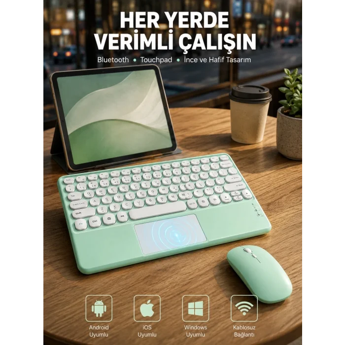 BUĞZ Bluetooth Touchpad Klavye Ultra İnce Taşınabilir Q Klavye Yeni Nesil