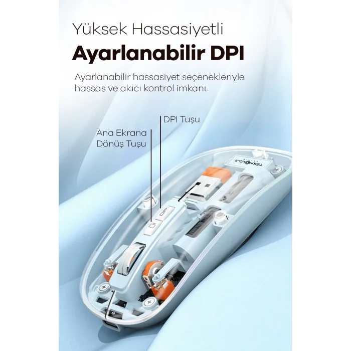BUĞZ Bluetooth USB Çift Modlu Sessiz Mouse, Şeffaf Mıknatıslı Kapaklı, Type-C Şarjlı, DPI Ayarlı, Kablosuz 10m Çekim Mesafeli, Masaüstü Kısayol Tuşlu, Taşınabilir Şarjlı Mouse Siyah ( BUĞZ )