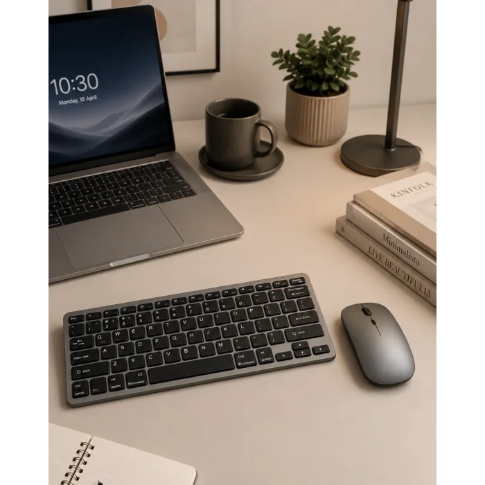 BUĞZ Bluetooth ve 2.4G Destekli Kablosuz Klavye Mouse Seti Şarj Edilebilir