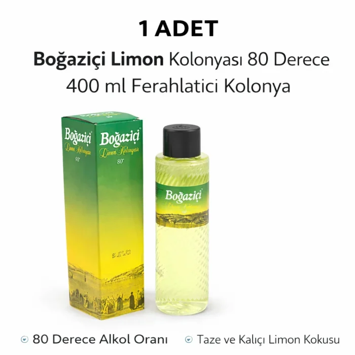 BUĞZ Boğaziçi 80° Limon Kolonyası 400 ml Klasik Ferahlatıcı ve Hijyenik Kolonya 1 ADET