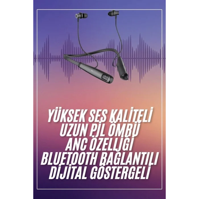 BUĞZ Boyun Askılı 100 Saat Kablosuz Kulaklık Göstergeli Bluetooth Kulaklık