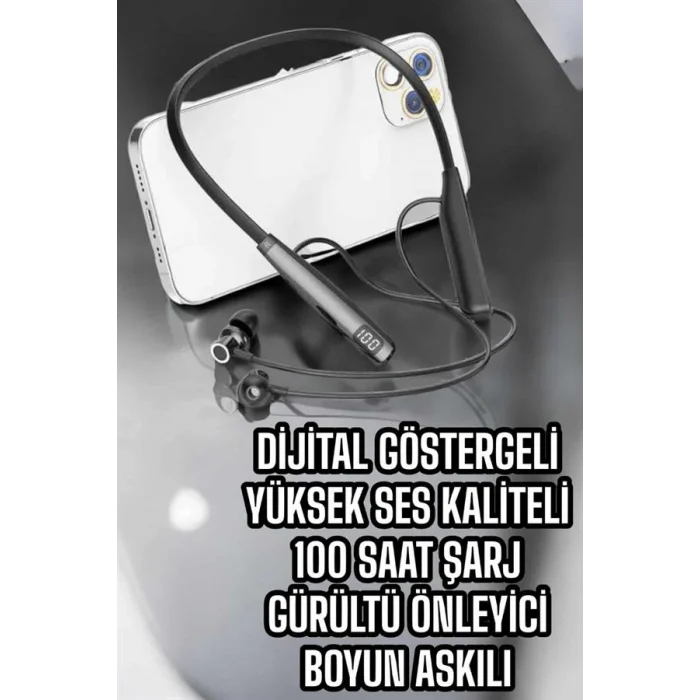 BUĞZ Boyun Bantlı Bluetooth Kulaklık Yüksek Ses Kaliteli 100 Saat Kulaklık - BUĞZ