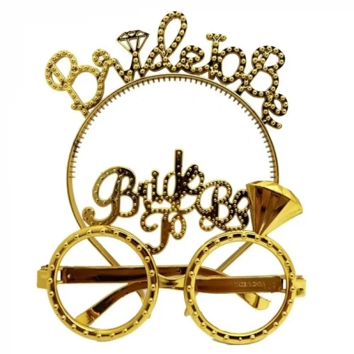  Bride To Be Taç ve Gözlük Seti Altın Renk