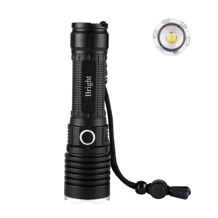 BUĞZ Bright Ght-5761 Xp90 Led 3 Mod Zoomlu Yağmur Suyu Geçirmez Şarjlı El Feneri 26650 Pilli