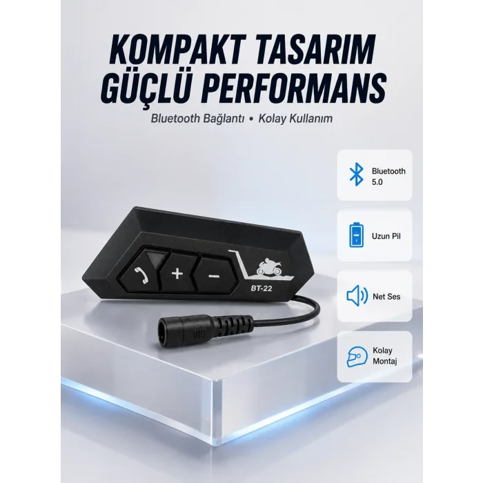 BUĞZ BT22 Motosiklet Kask İçi Bluetooth Kulaklık İnterkom Destekli Yeni Nesil