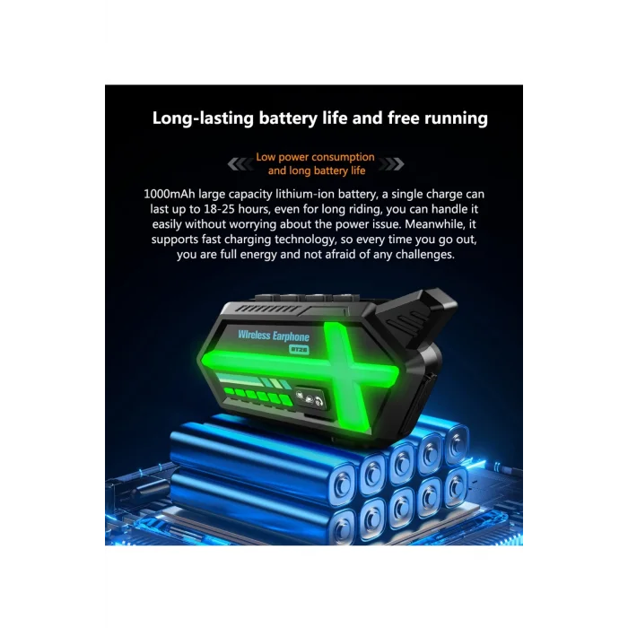 BUĞZ Bt26 Motosiklet Kask Kulaklık Bluetooth Rgb Işıklı 2 Eşleşme Özellikli 1000 Mah Intercom