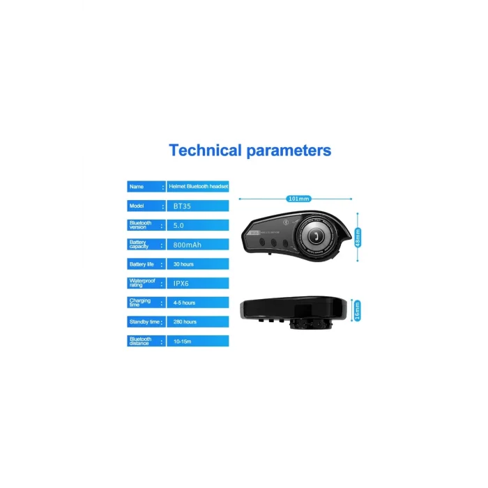 BUĞZ Bt35 Kask Kulaklık Bluetooth 5.0 Motosiklet Interkom Su Geçirmez Kablosuz Kulaklık