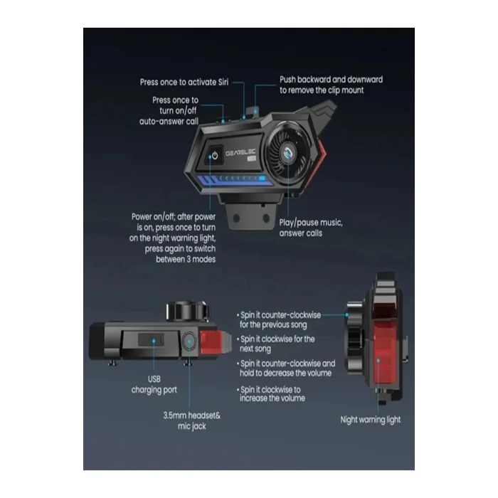 BUĞZ Bt57 Motosiklet Kask Kulaklık Intercom Işıklı Motorsiklet Interkom