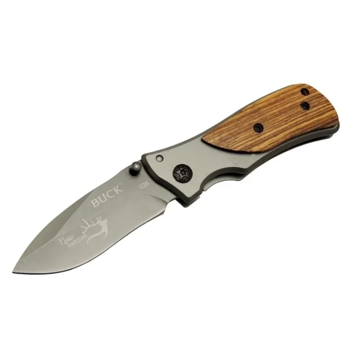  Buck Family X35 Kahverengi Kamp Çakı 15cm- Manuel, Kemerlikli, Ahşap Sap