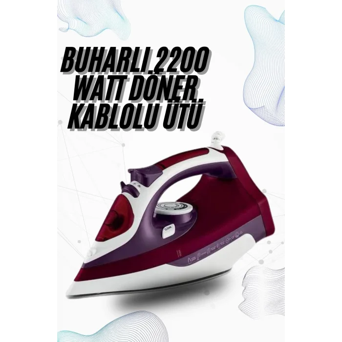  Buharlı Kablolu Ütü 2200 Watt Kireçlenme Önleyici Şok Buharlı