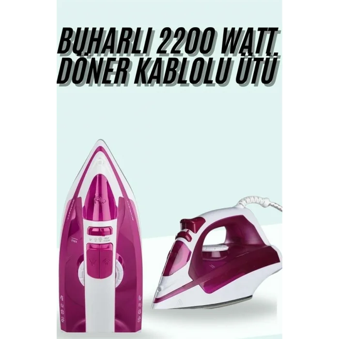 BUĞZ Buharlı Ütü 2200 Watt Seramik Tabanlı Taşınabilir Kablolu Ütü