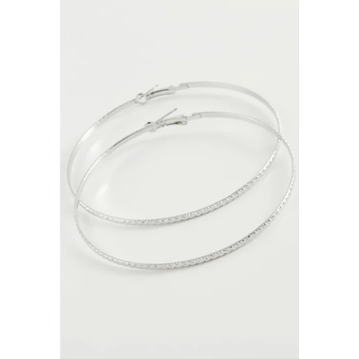 BUĞZ Burgulu Zikzak Metal Halka Küpe 8-9-10 cm
