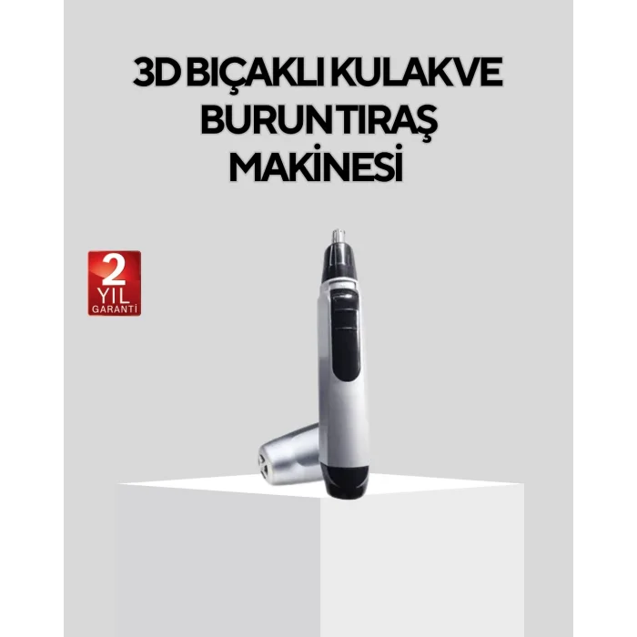 BUĞZ Burun Kulak ve Kaş Tıraş Makinesi 3D Keskin Bıçaklı Pil ile Çalışan