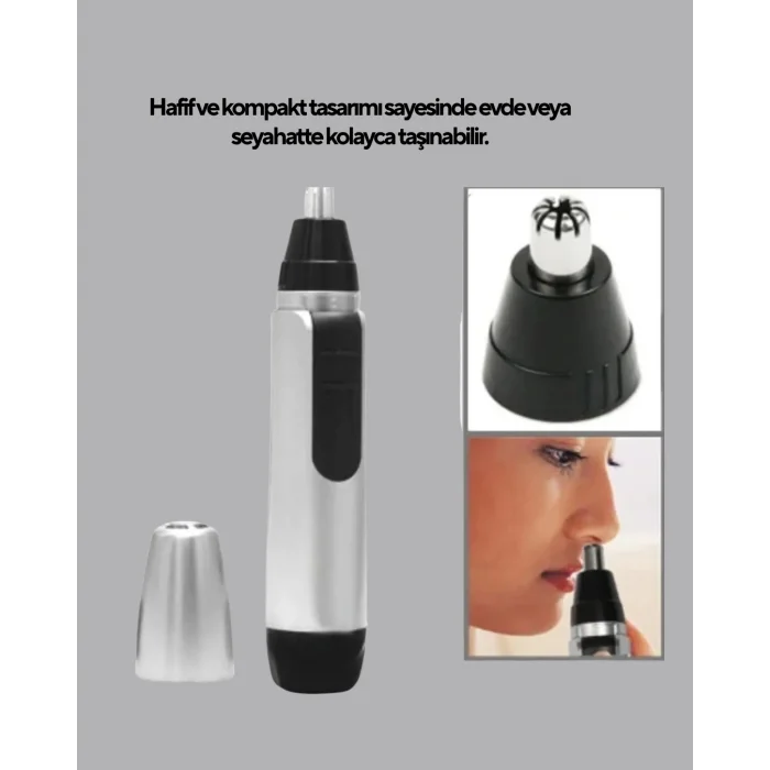 BUĞZ Burun Kulak ve Kaş Tıraş Makinesi 3D Keskin Bıçaklı Pil ile Çalışan