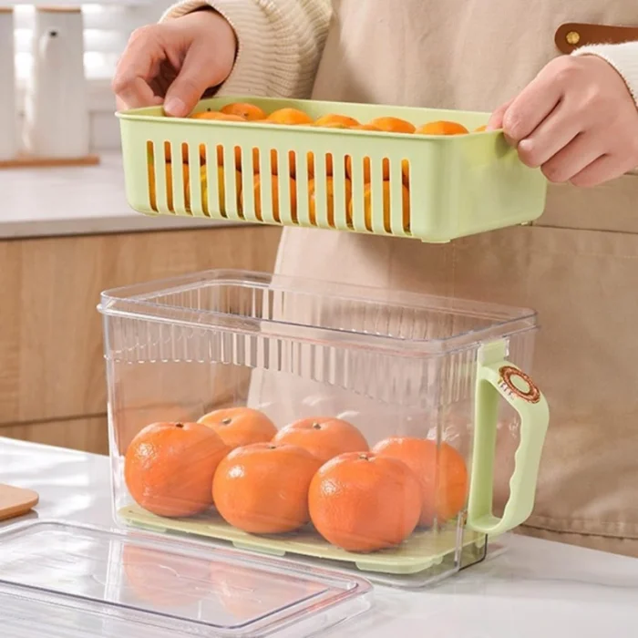BUĞZ Buzdolabı Saklama Kabı - Süzgeçli Organizer - Vakum Mühürlü Kapak