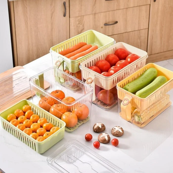 BUĞZ Buzdolabı Saklama Kabı - Süzgeçli Organizer - Vakum Mühürlü Kapak