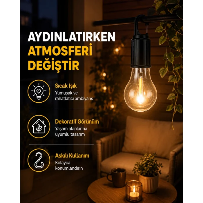 BUĞZ C Tipi Şarjlı Asılabilir Kamp Feneri