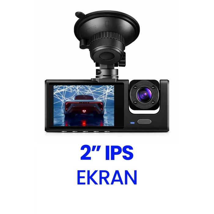 BUĞZ C309 Tipi 3 Kameralı LCD Ekran Araç Kamerası Hareket Sensörlü Gece Görüşlü G Sensörlü
