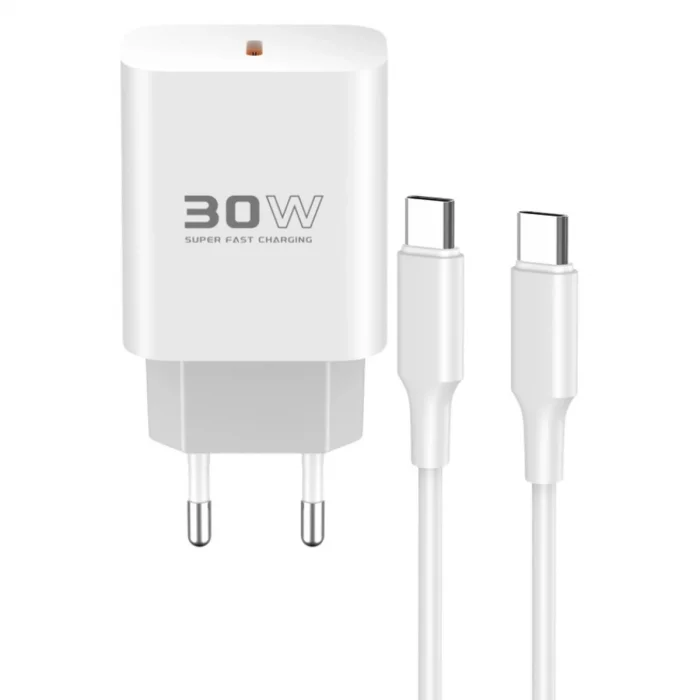 BUĞZ C87c 30w Type-c Çıkışlı Ekstra Dl51 1m Type-c To Type-c Kablolu Pd Şarj Cihazı - Beyaz