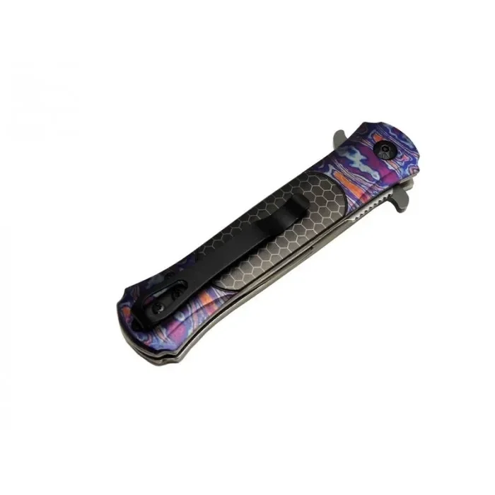 BUĞZ Çakı Mor 22 Cm Yarı Otomatik , Kemerlikli