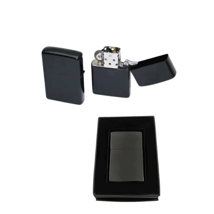  Çakmak Parlak Siyah Zippo Benzinli Çakmak Cep Boy Doldurulabilir