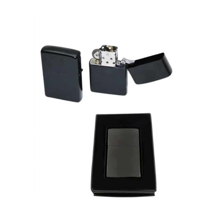  Çakmak Parlak Siyah Zippo Benzinli Çakmak Cep Boy Doldurulabilir