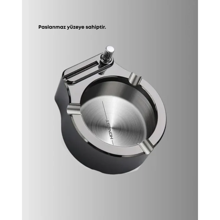 BUĞZ Çakmaklı Küllük Paslanmaz Metal Yuvarlak Tasarım