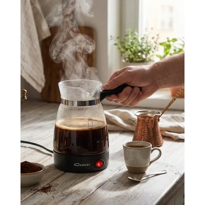 BUĞZ Cam Cezve Kahve Makinesi 650W Elektrikli 5 Fincan Kapasiteli Türk Kahvesi Makinesi