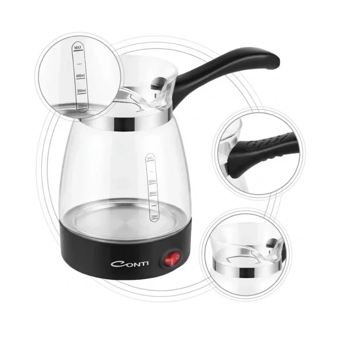 BUĞZ Cam Cezveli Türk Kahvesi Makinesi 650W 5 Fincan Kapasiteli Elektrikli Kahve Makinesi