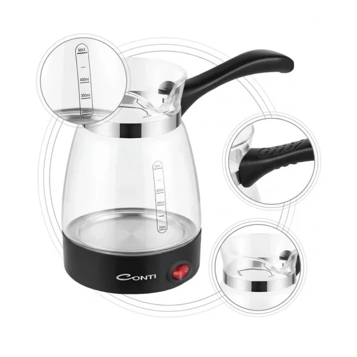 BUĞZ Cam Kahve Makinesi 650W 0.5 Litre 5 Fincan Kapasiteli Elektrikli Türk Kahvesi Makinesi - BUĞZ