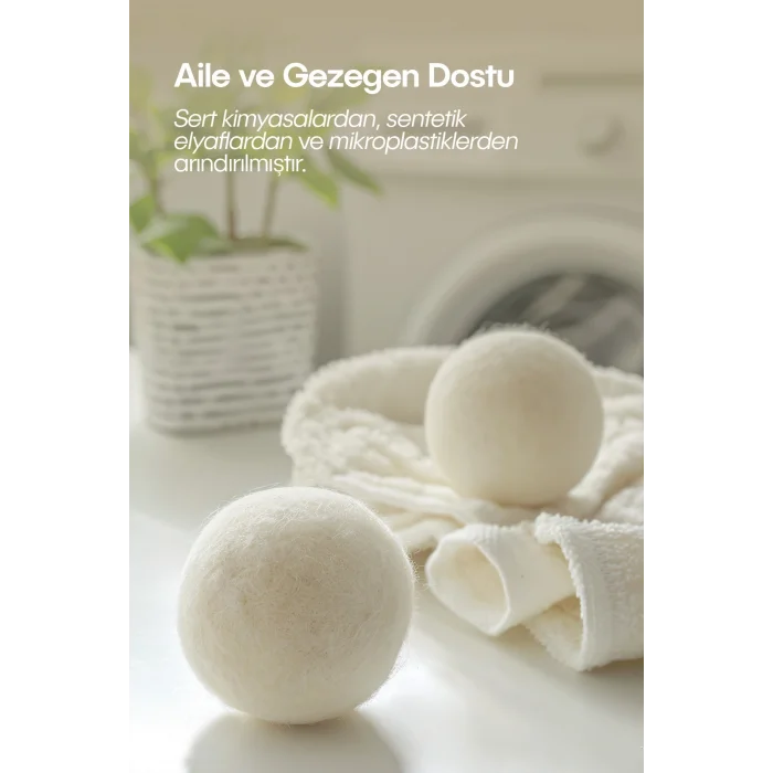 BUĞZ Çamaşır Yün Kurutma Topu ve Koku Seti - Kurutma Makinesi İçin - 3 Adet Top