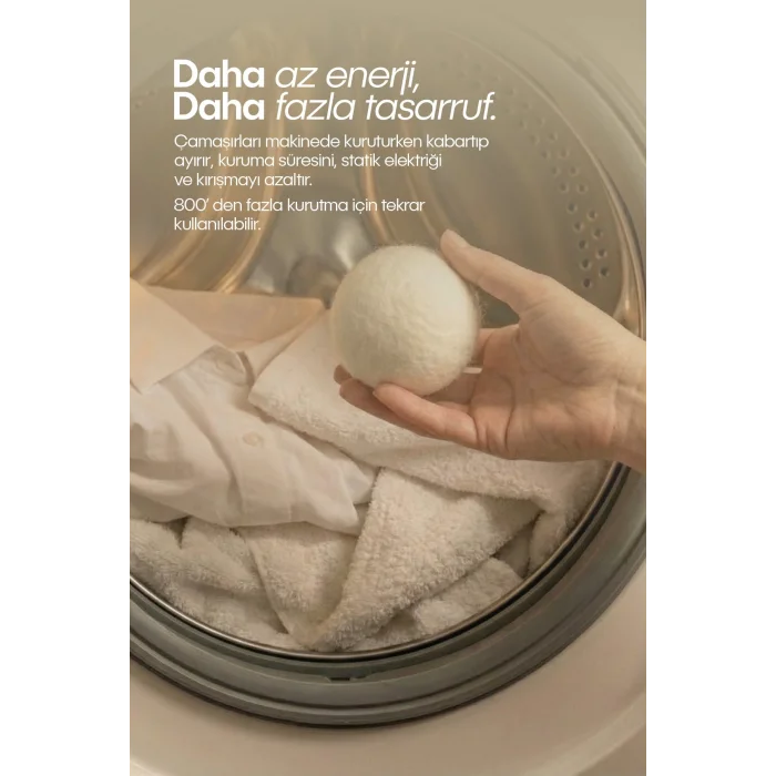 BUĞZ Çamaşır Yün Kurutma Topu ve Koku Seti - Kurutma Makinesi İçin - 3 Adet Top