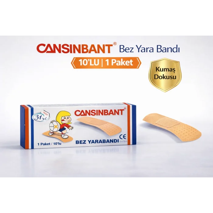 BUĞZ Cansinbant Bez Yarabandı 10 lu 1 Paket 1,9 x 7,2 cm Fabric First Aid Plaster