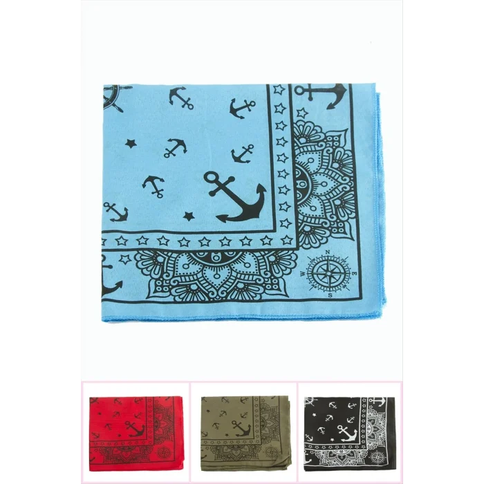 BUĞZ Çapa Desenli Keten Bandana 50*50
