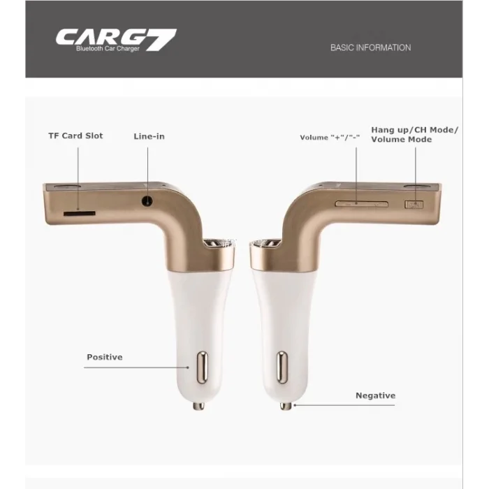  Carg7 Bluetooth Araç Fm Transmitter Usb Girişli