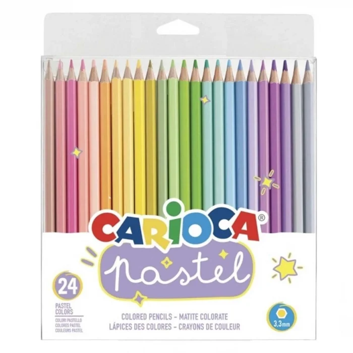 BUĞZ Carioca Pastel Renkli Kuru Boya Kalemi 24lü