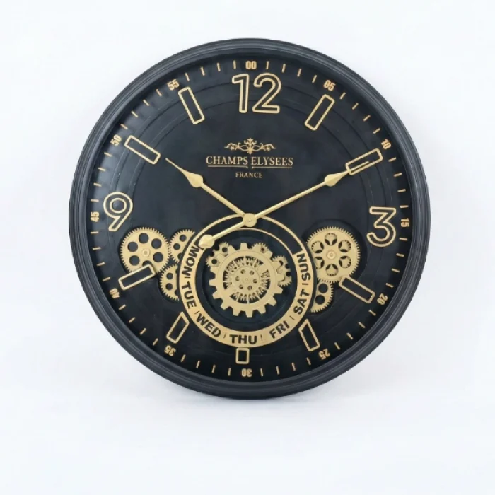 BUĞZ Çarklı Duvar Saati Altın Rengi Detaylı 59 cm