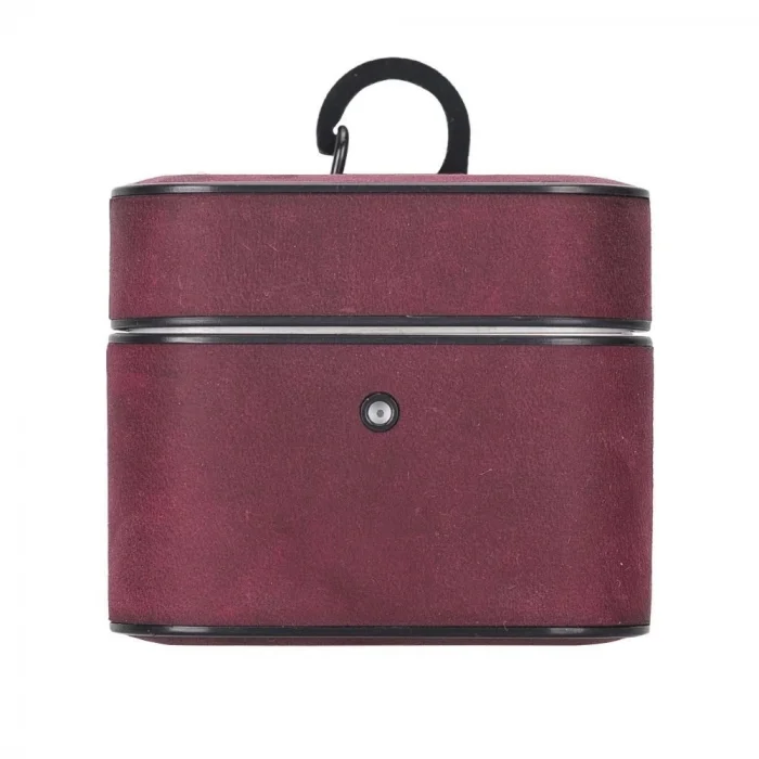  Casquet Apple AirPods 3.nesil Uyumlu Deri Kılıf Fuşya