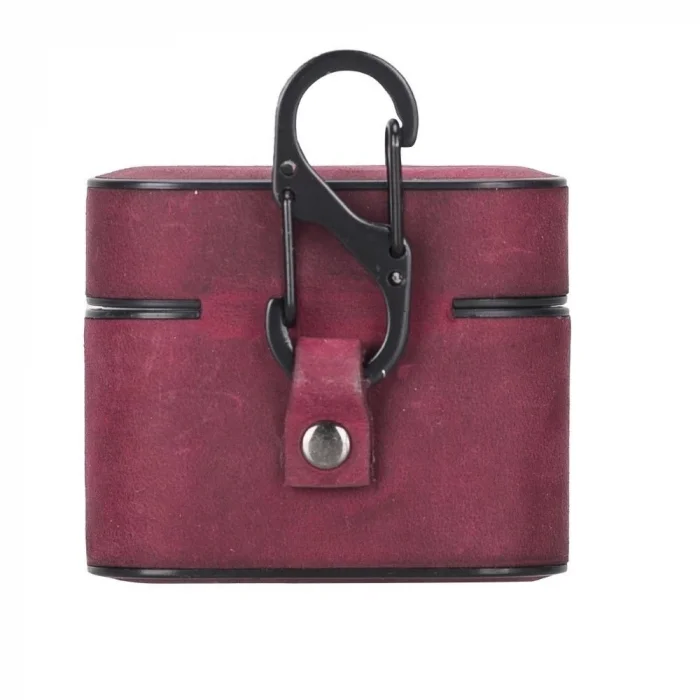  Casquet Apple AirPods 3.nesil Uyumlu Deri Kılıf Fuşya