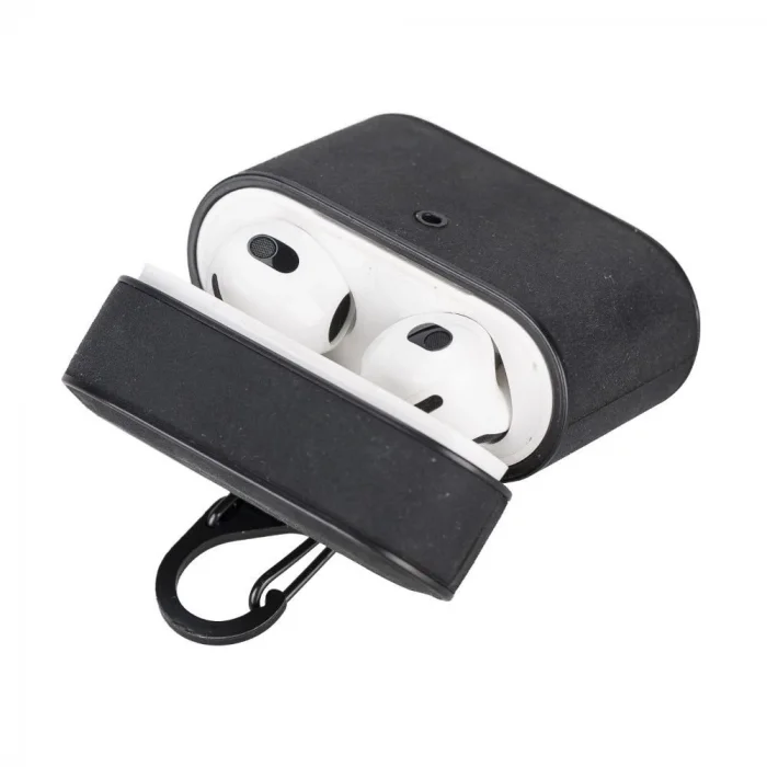  Casquet Apple AirPods 3.nesil Uyumlu Deri Kılıf G1 Siyah