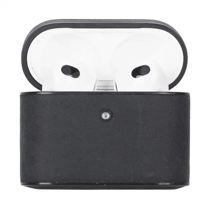  Casquet Apple AirPods 3.nesil Uyumlu Deri Kılıf G1 Siyah