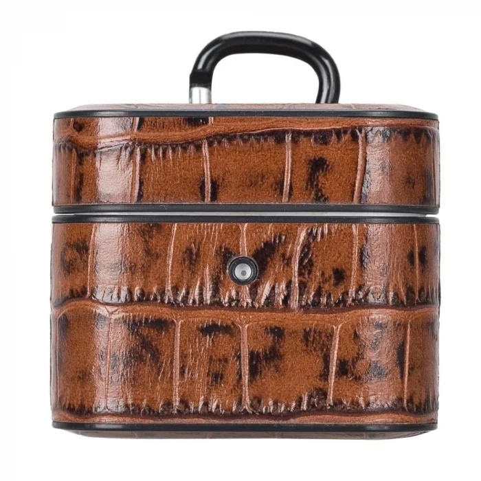  Casquet Apple AirPods 3.nesil Uyumlu Deri Kılıf YK6 Taba