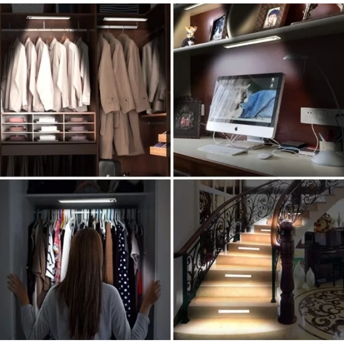 BUĞZ CATA CT 2464S  3W Şarjlı Led Sensörlü Dolap İçi Lamba 3 Renk Mod Siyah Kasa